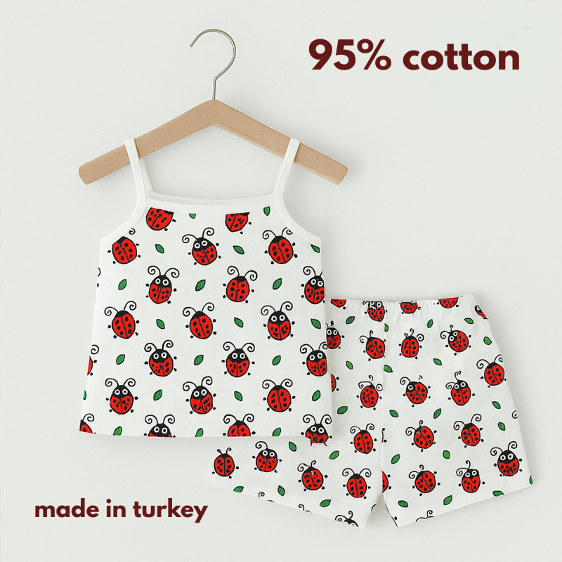 Kids’ Ladybug Cotton Sleep & Play Set – Lightweight Summer Comfort