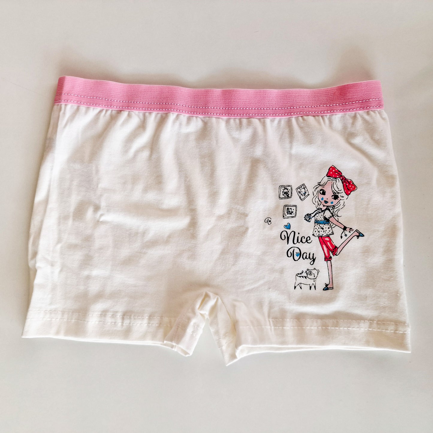 Girls’ Cotton Underwear Set – 2 Printed Shorts & 3 Colorful Socks