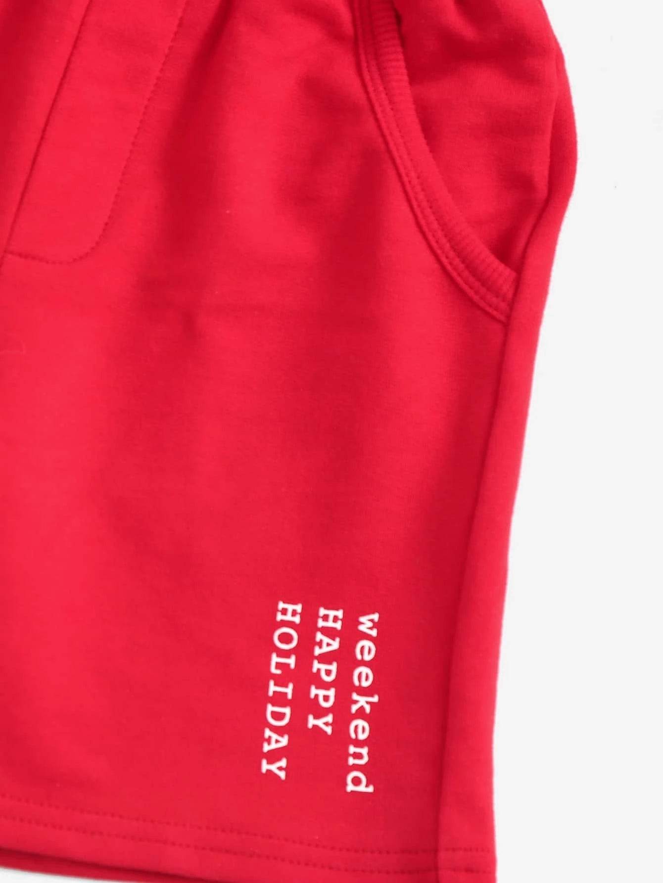 Casual Letter Printed Short Sleeve Top & Shorts Set - IRRAKIDS