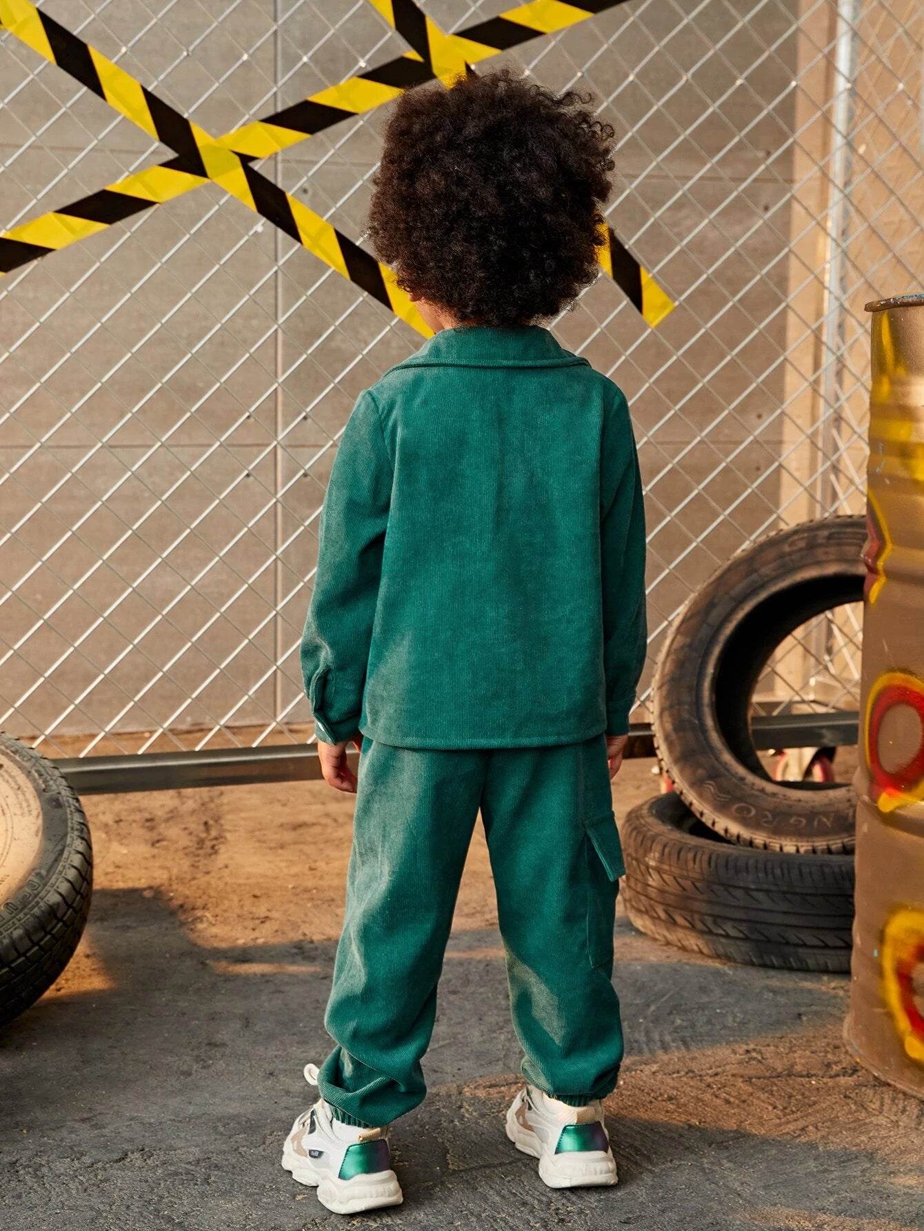 Toddler 2 Piece Set Flap Pocket Shirt & Pants With Tee - IRRAKIDS