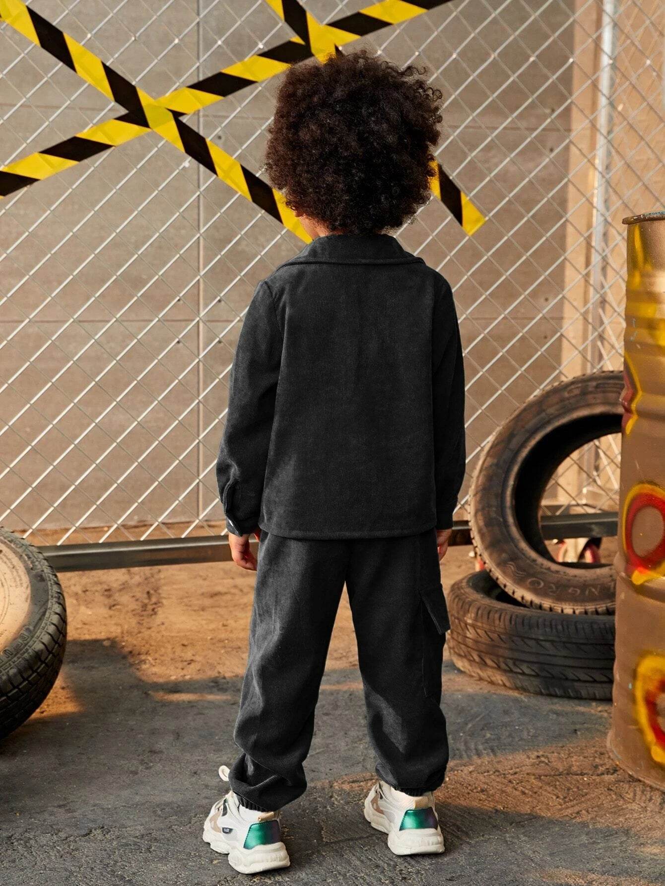 Toddler 2 Piece Set Flap Pocket Shirt & Pants With Tee - IRRAKIDS