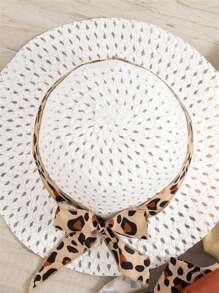 Ensemble deux pièces 100 % coton, robe léopard à col carré, sans manches, nœud papillon et chapeau