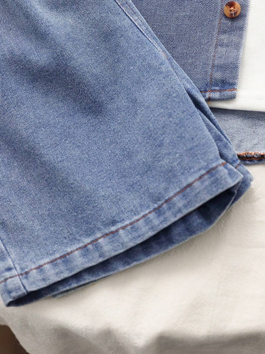 Toddler Boys 3-Piece Denim Summer Set: Shirt, T-shirt & Shorts