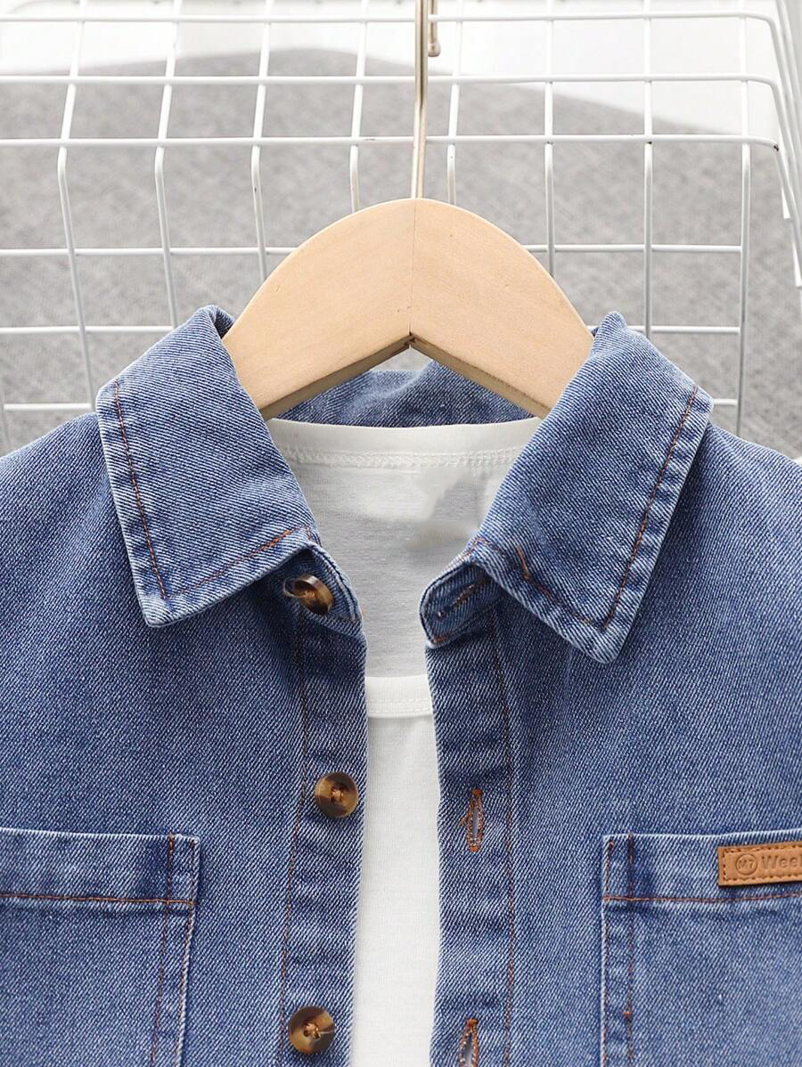 Toddler Boys 3-Piece Denim Summer Set: Shirt, T-shirt & Shorts