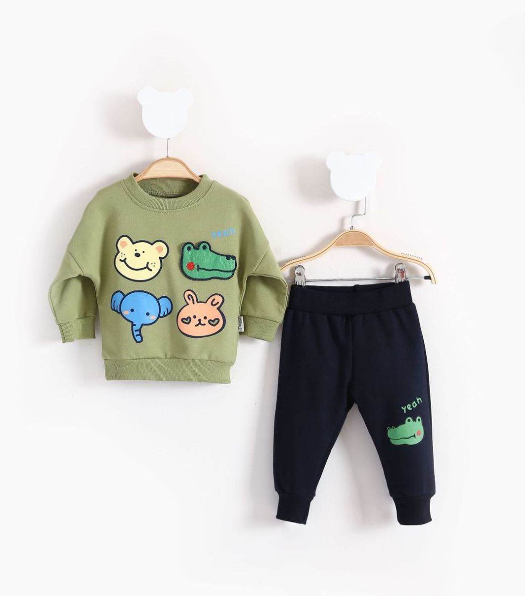 2pcs boy girls top and pants with beautiful Animal faces - IRRAKIDS