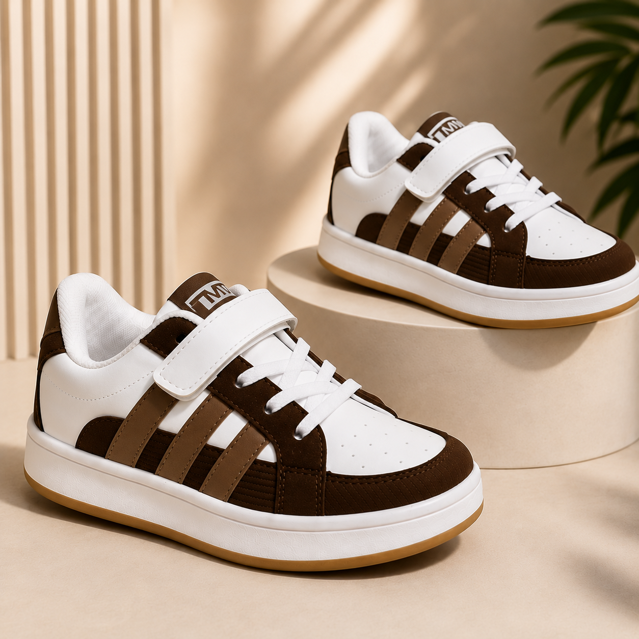 Kids Color Stripe Hook & Loop Sneakers