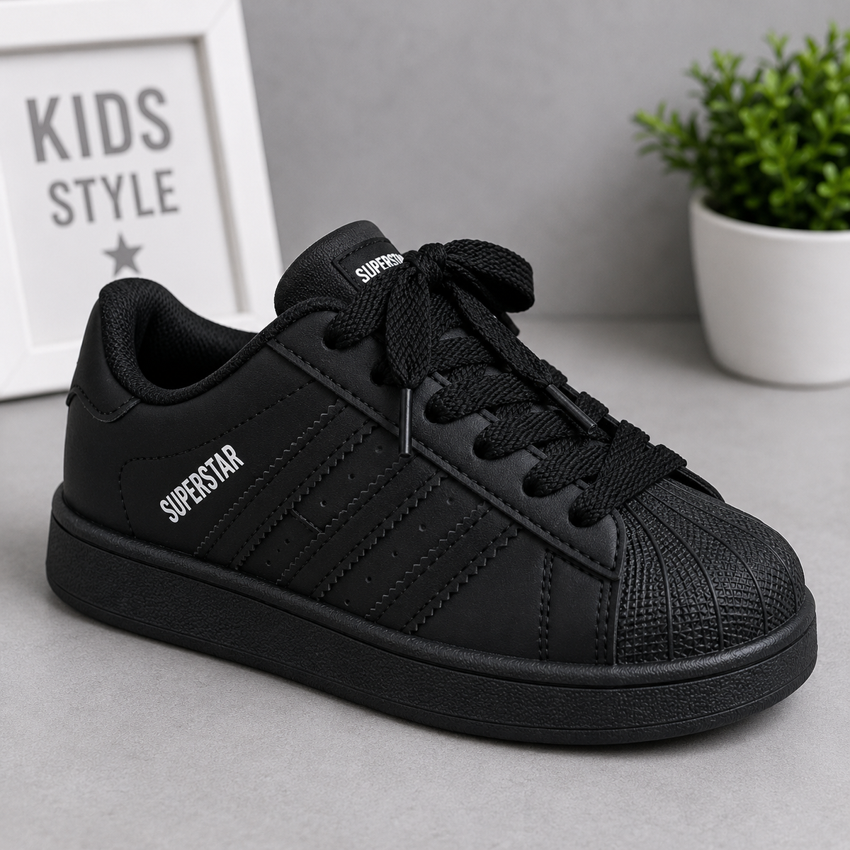 Kids Classic Shell Toe Sneakers – Lace-Up Casual Sports Shoes for Boys & Girls