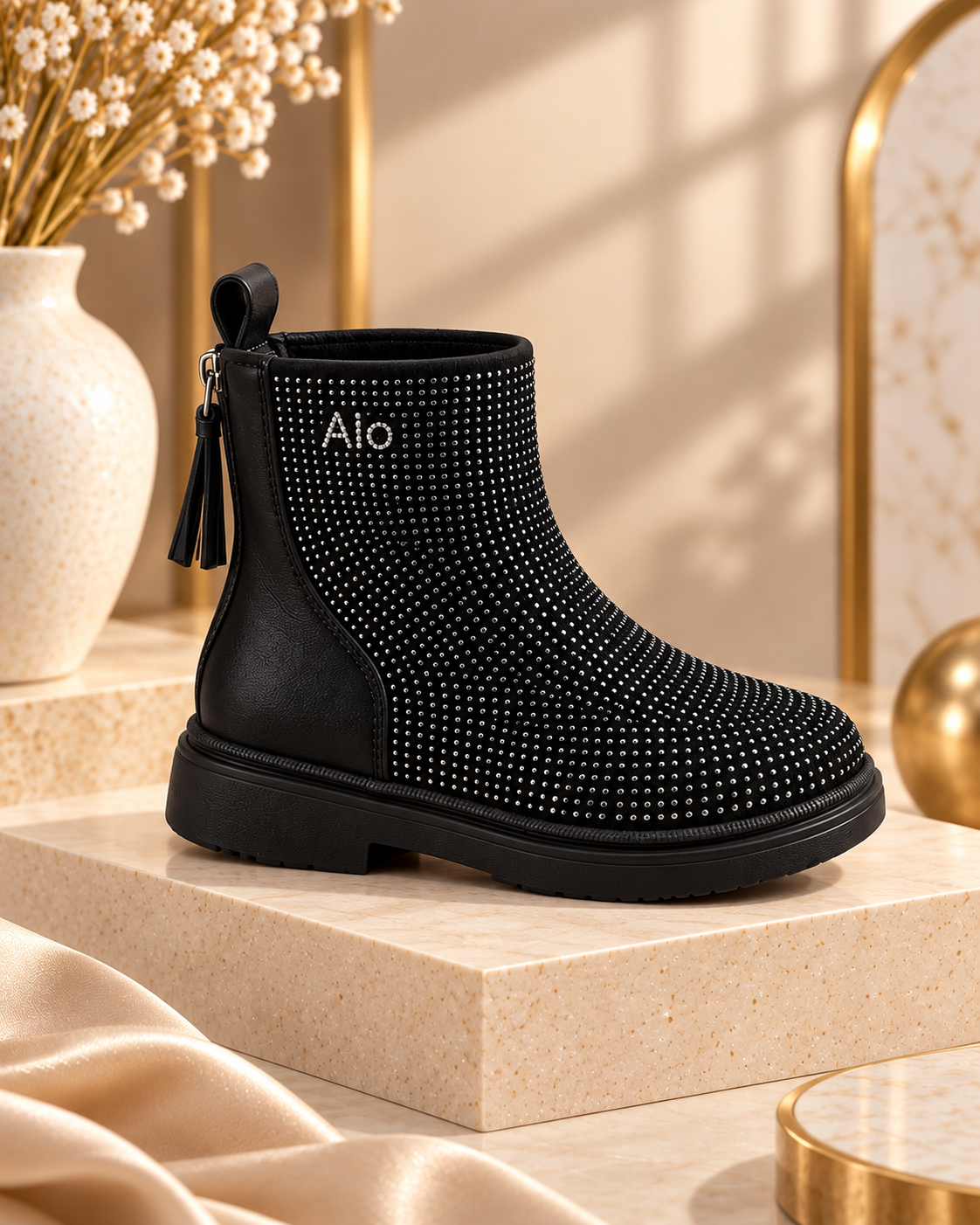 Unisex Zip-Up Ankle Boots with Low Block Heel