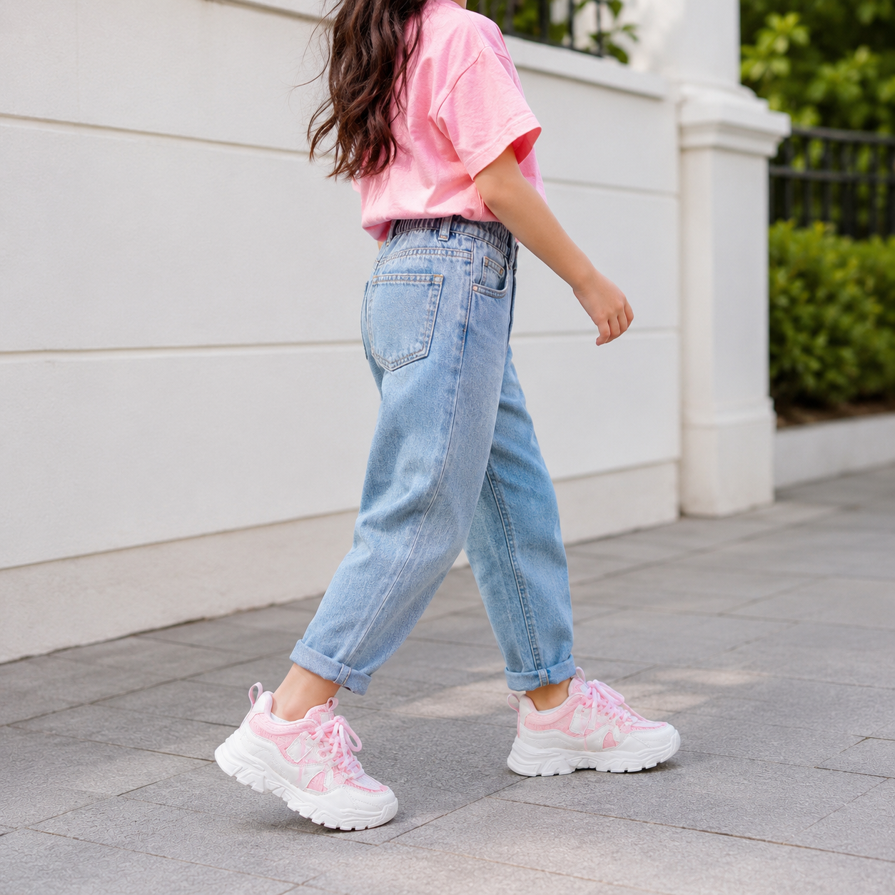 Girls' Fashion Chunky Sneakers – Sparkle Casual Sports Shoes | Lightweight & Comfortable