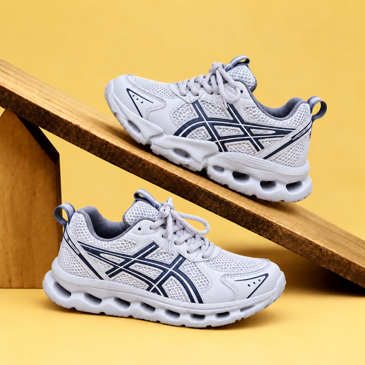 Kids’ Sporty Mesh Sneakers with Contrasting Side Details, Sculpted Cutout Soles and Lace-Up or Hook-and-Loop Fastening — Everyday Shoes