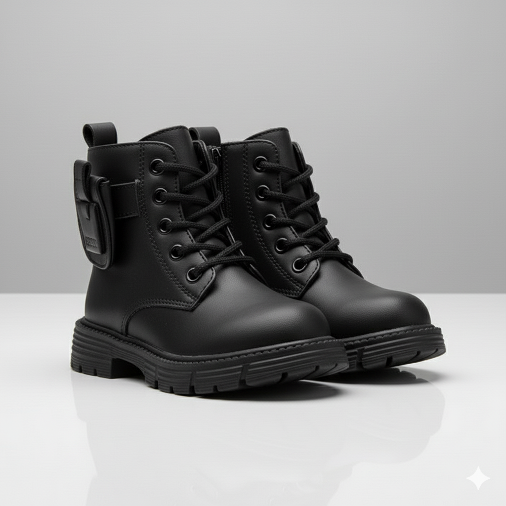 Bottes pour filles : coupe ajustée à lacets, semelle crantée