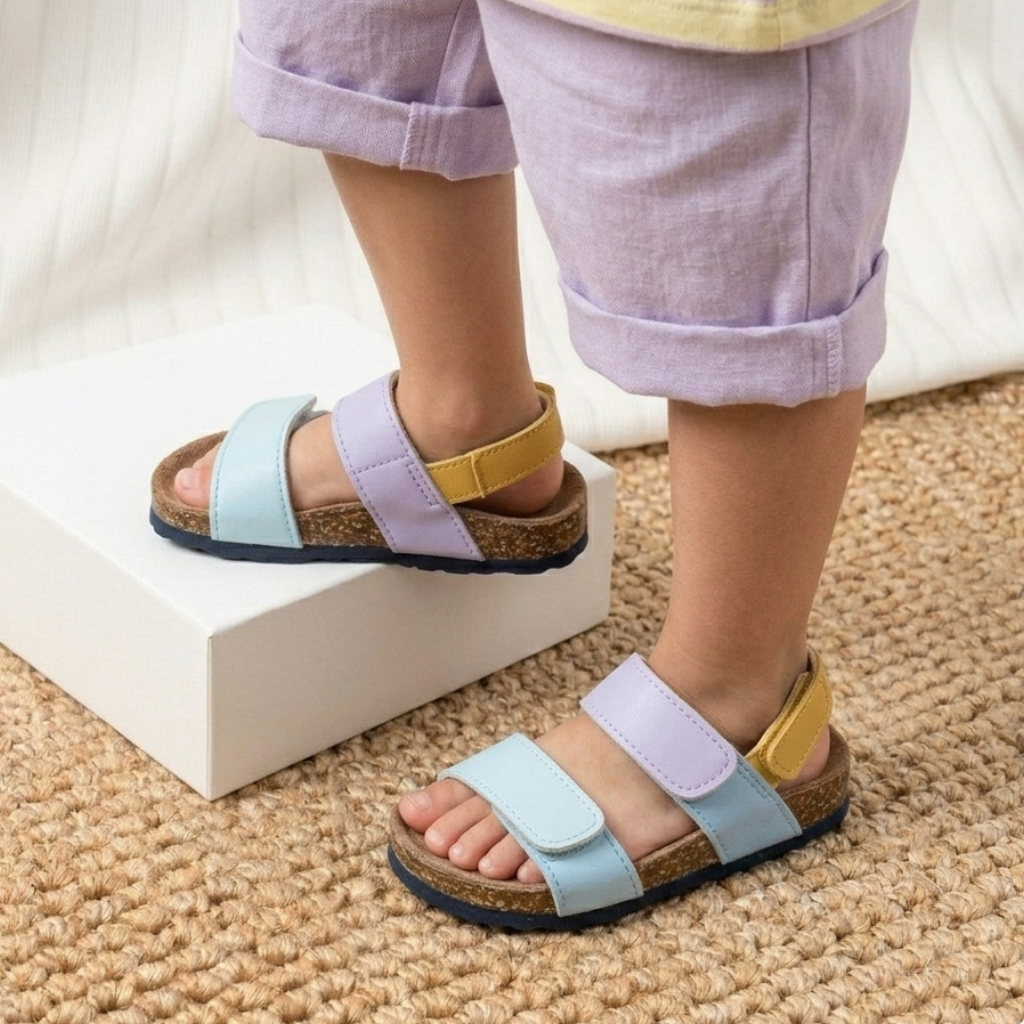 Kids Colorblock Velcro Strap Sandals with Back Support