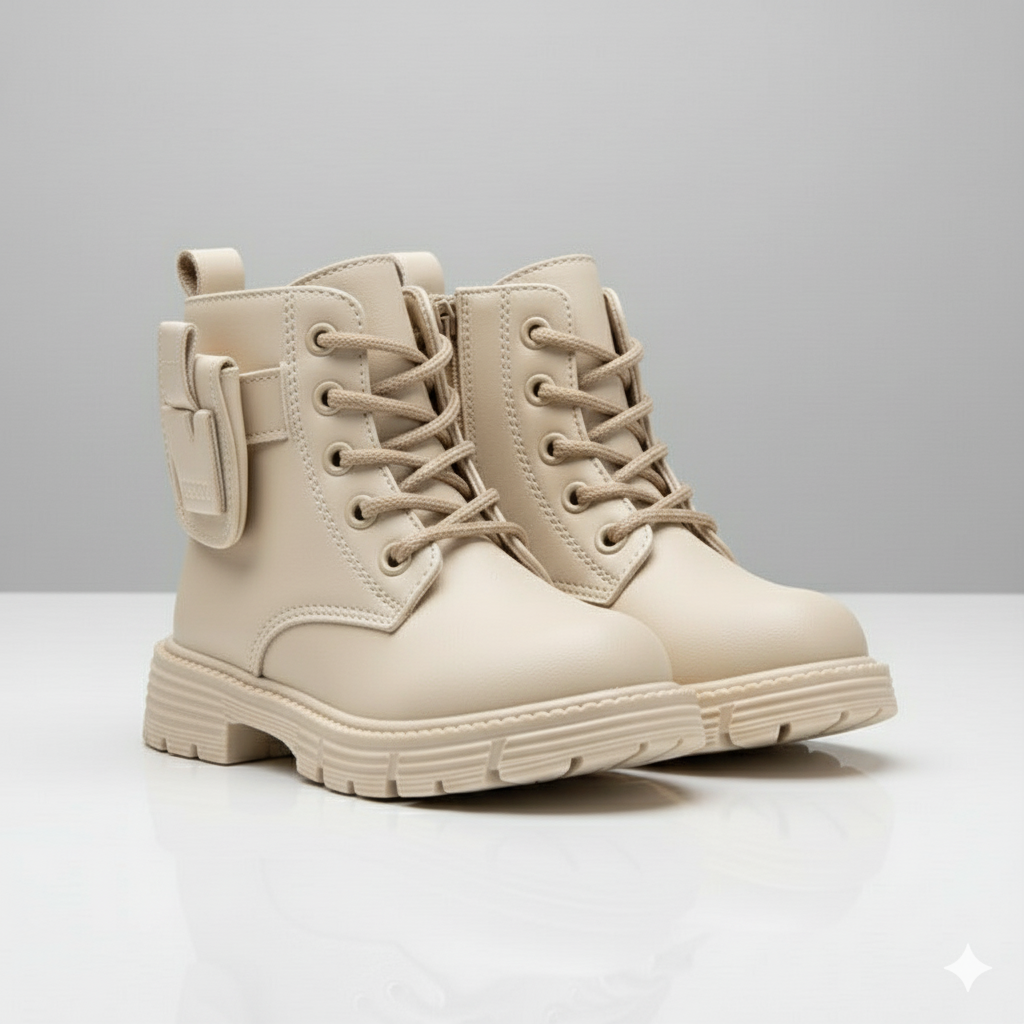Bottes pour filles : coupe ajustée à lacets, semelle crantée