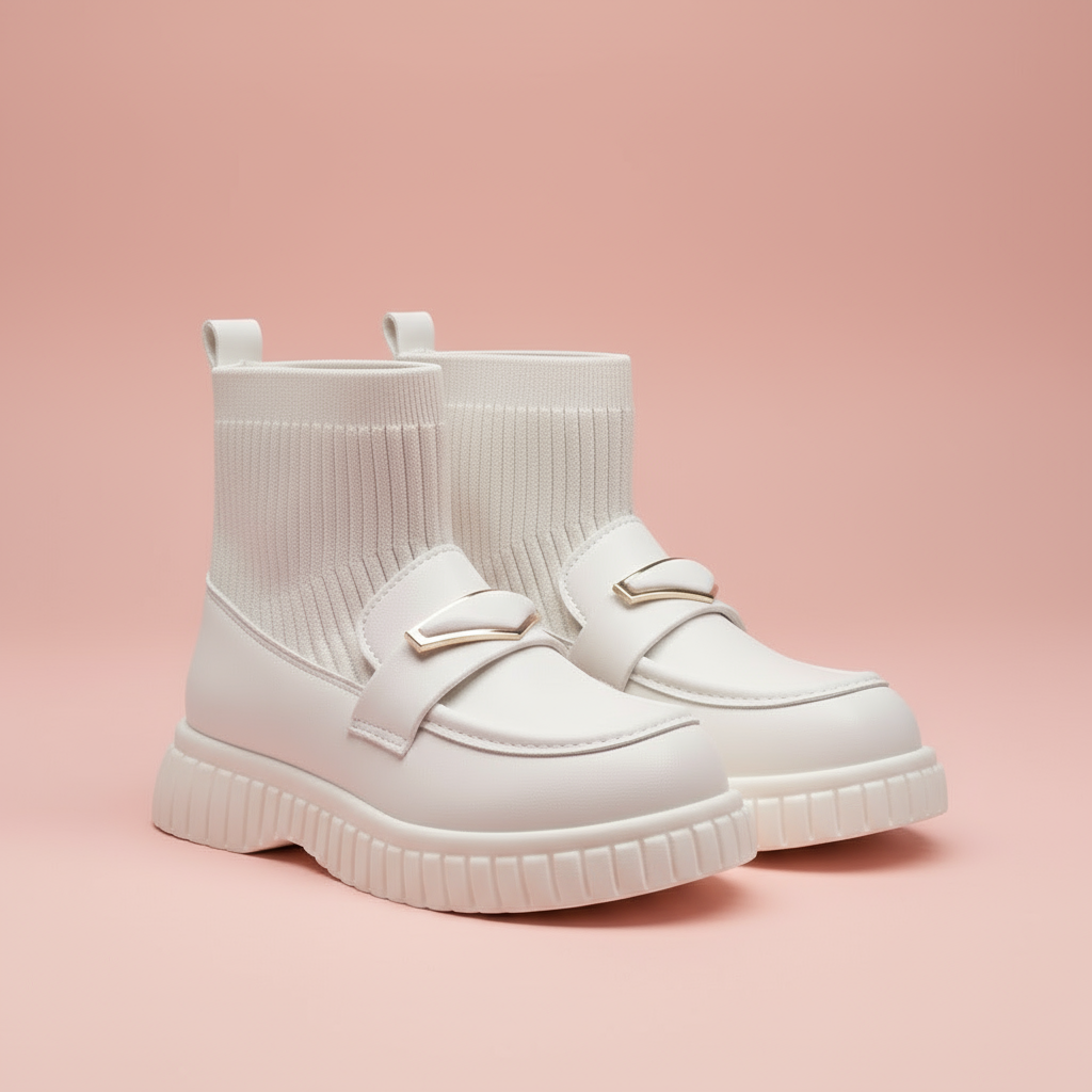 Bottes mocassins chaussettes pour filles — Enfilage rapide, semelle crantée adhérente