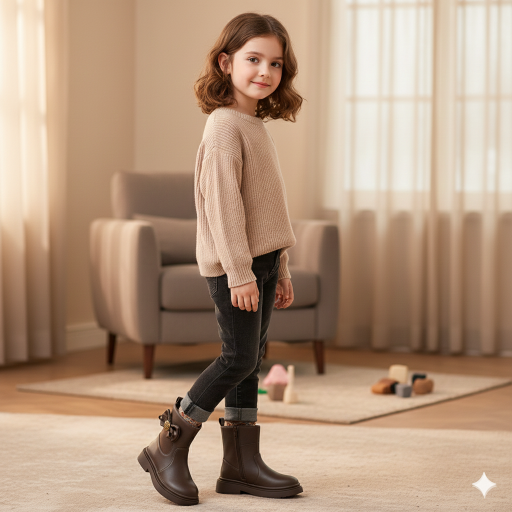Bottes classiques confortables avec un joli nœud décoratif