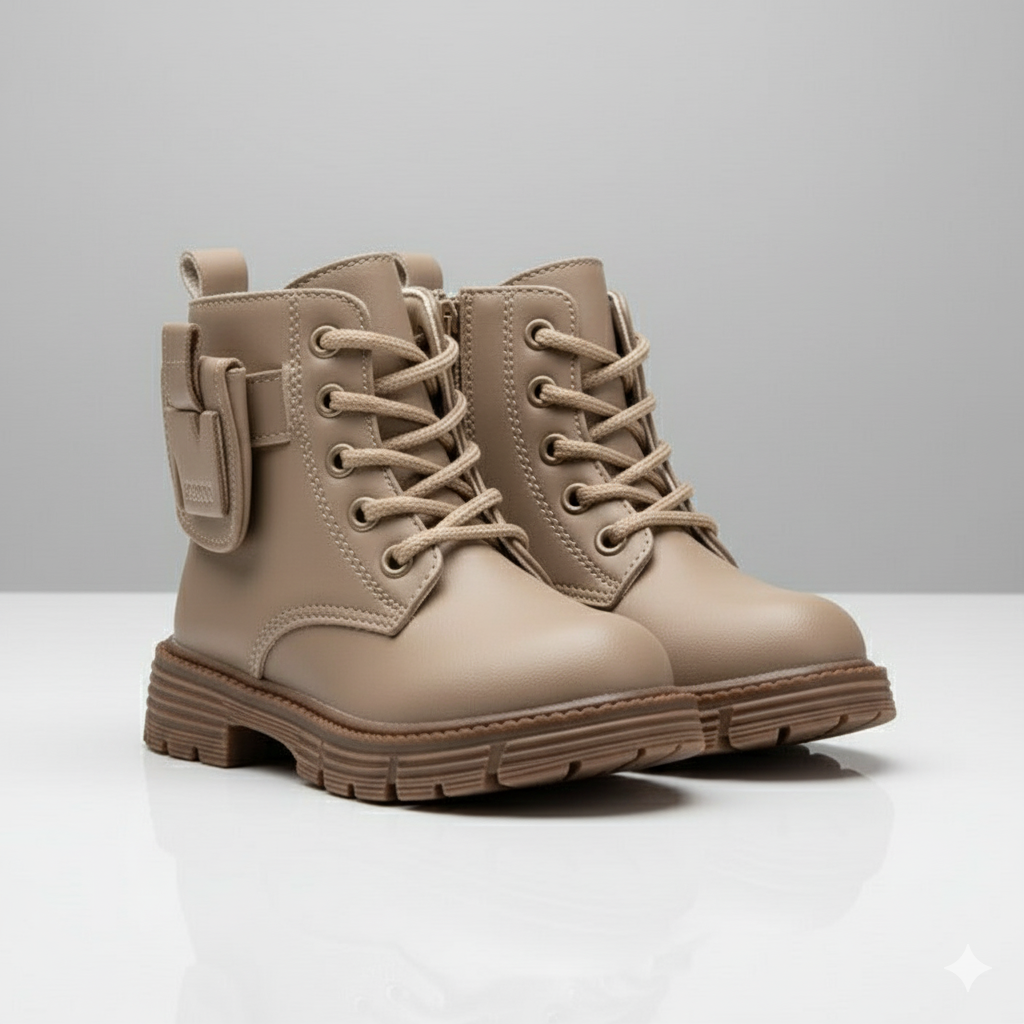 Bottes pour filles : coupe ajustée à lacets, semelle crantée