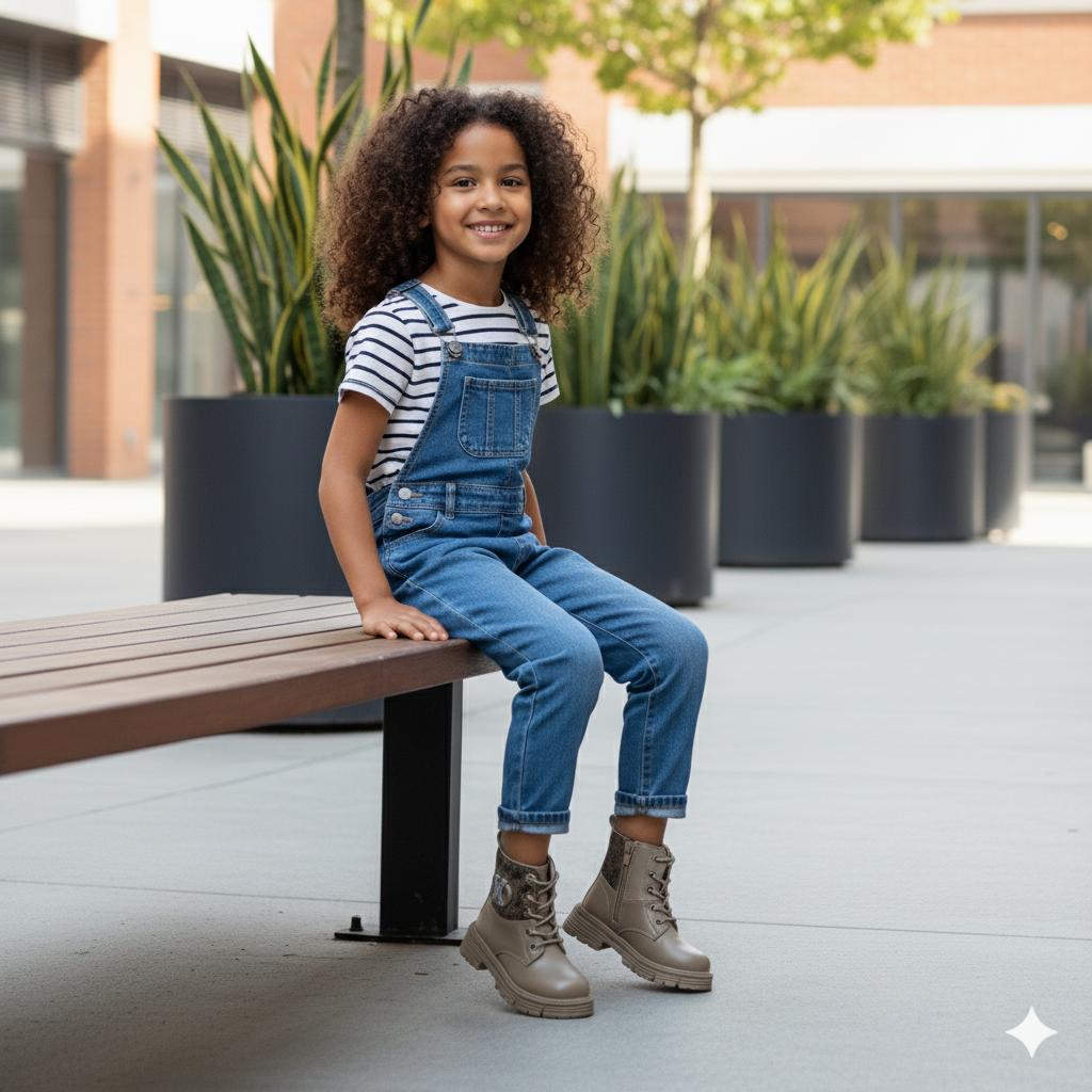 Girls’ Lace-Up Ankle Boots—Lug Grip for Safer Steps