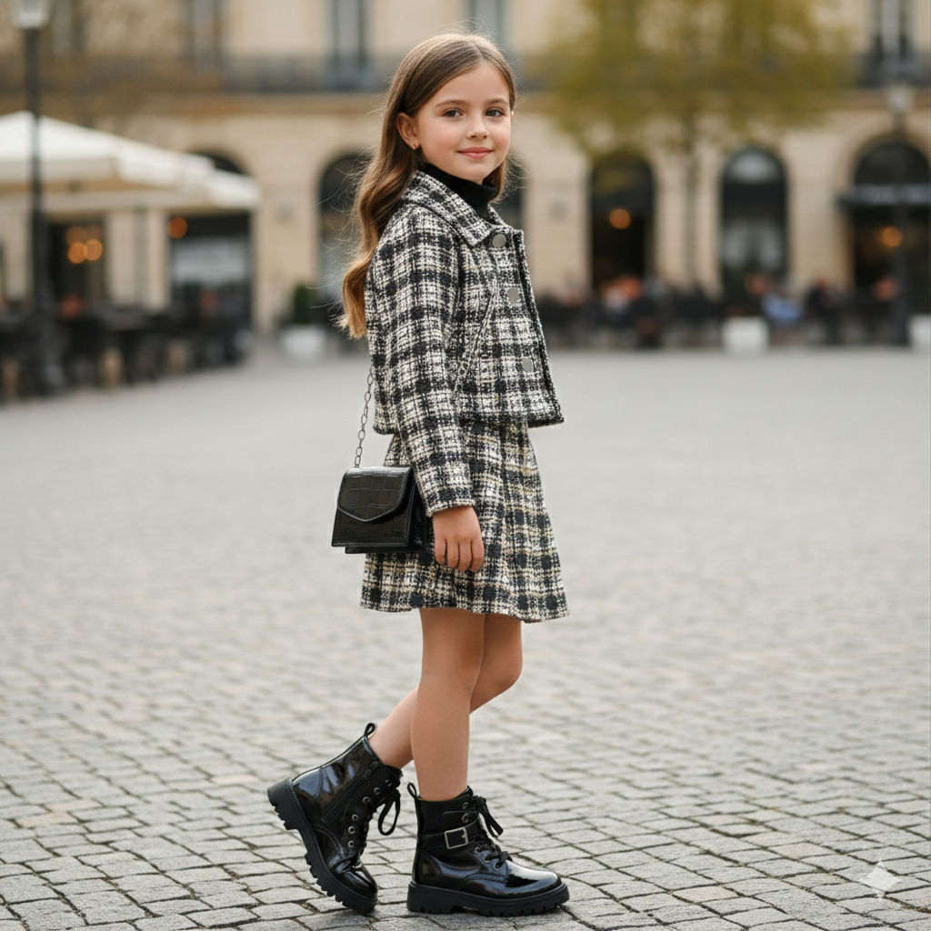Classic Plaid Charm 3-Piece Outfit Set