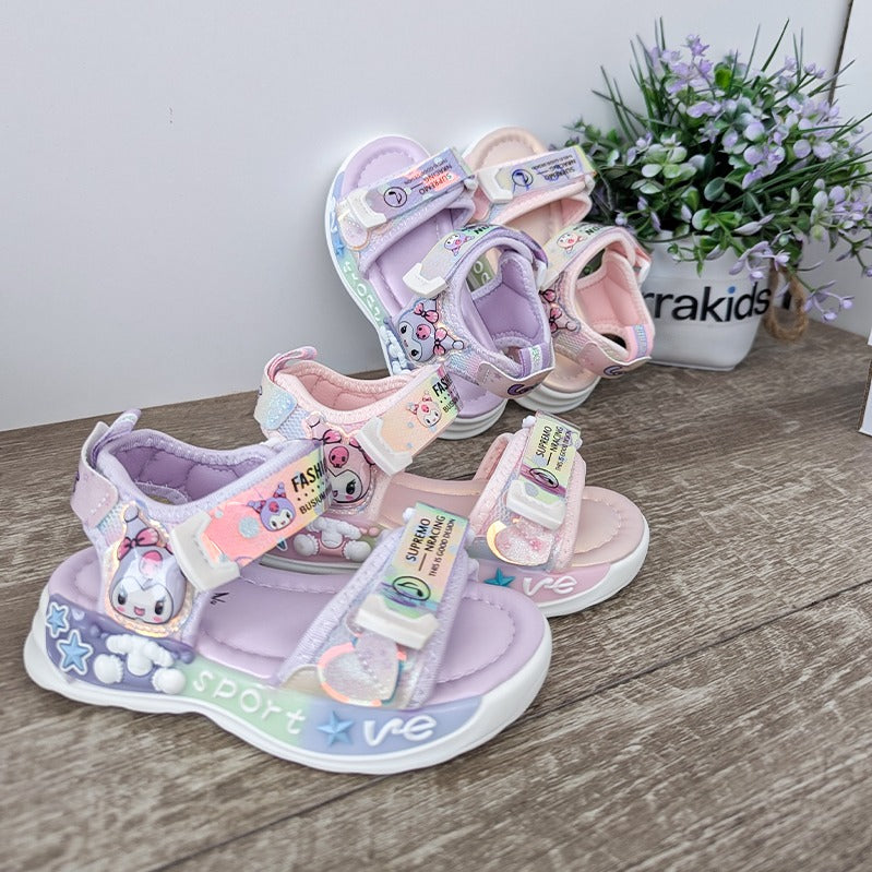 Girls' Summer Sandals with Luminous Cartoon Graphics