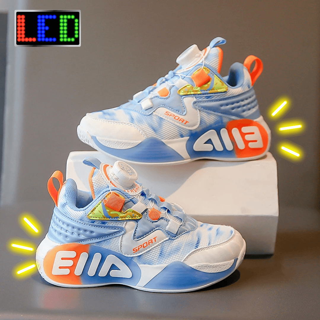 ED Light-Up Kids Sneakers with Slip-On Rotary Buckle – Comfortable, Durable, Non-Slip All-Season Shoes for Boys & Girls - IRRAKIDS
