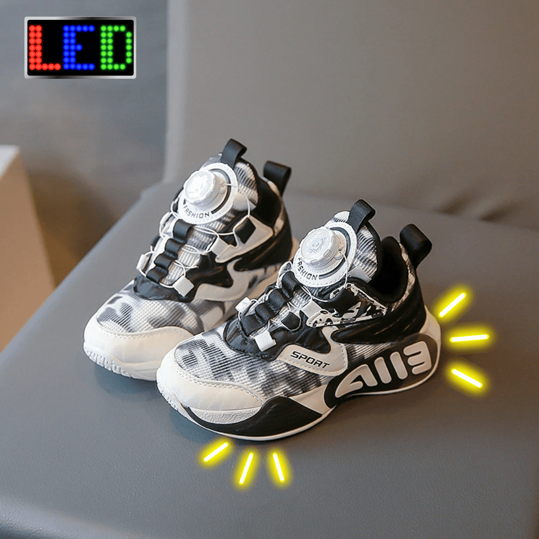 ED Light-Up Kids Sneakers with Slip-On Rotary Buckle – Comfortable, Durable, Non-Slip All-Season Shoes for Boys & Girls - IRRAKIDS