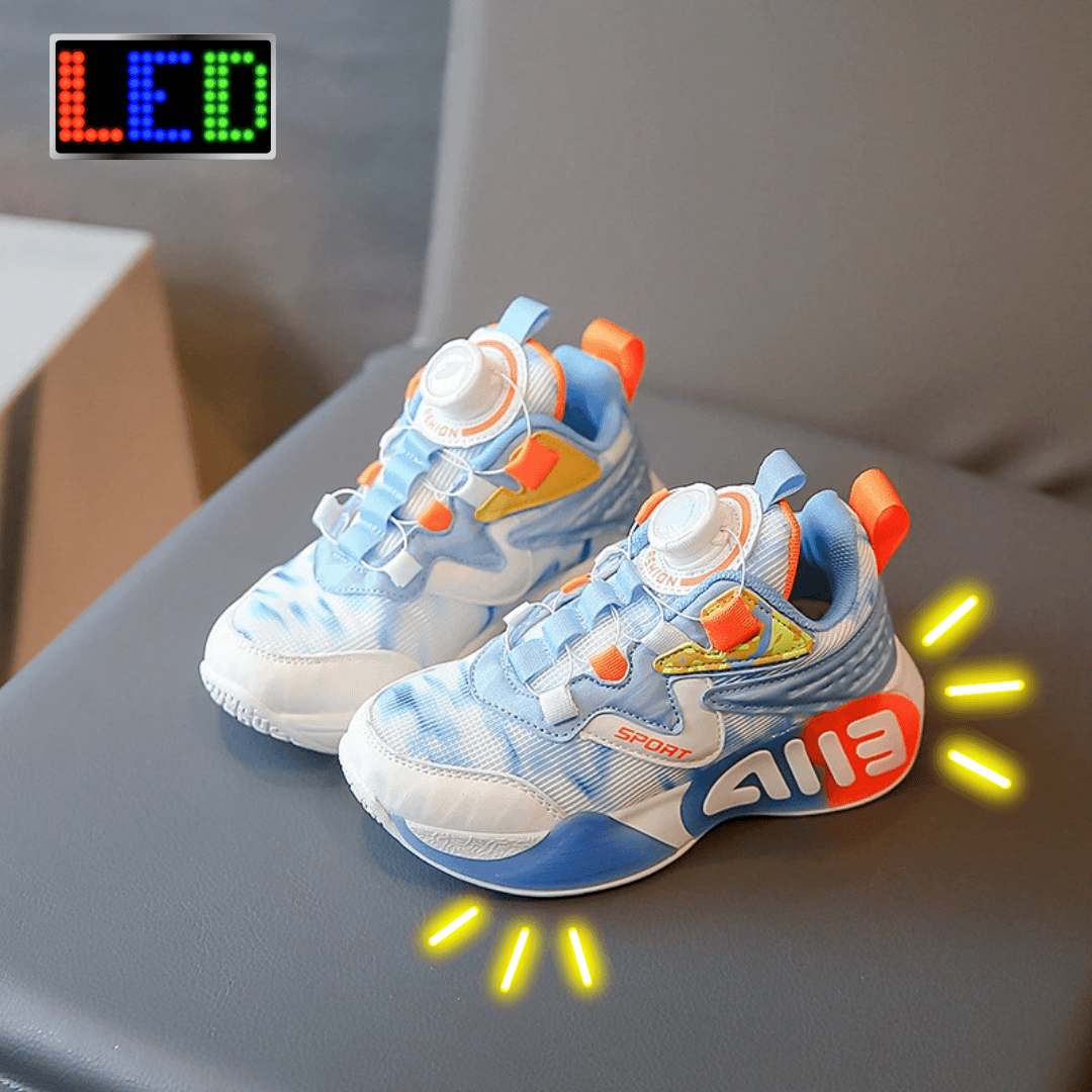 ED Light-Up Kids Sneakers with Slip-On Rotary Buckle – Comfortable, Durable, Non-Slip All-Season Shoes for Boys & Girls - IRRAKIDS