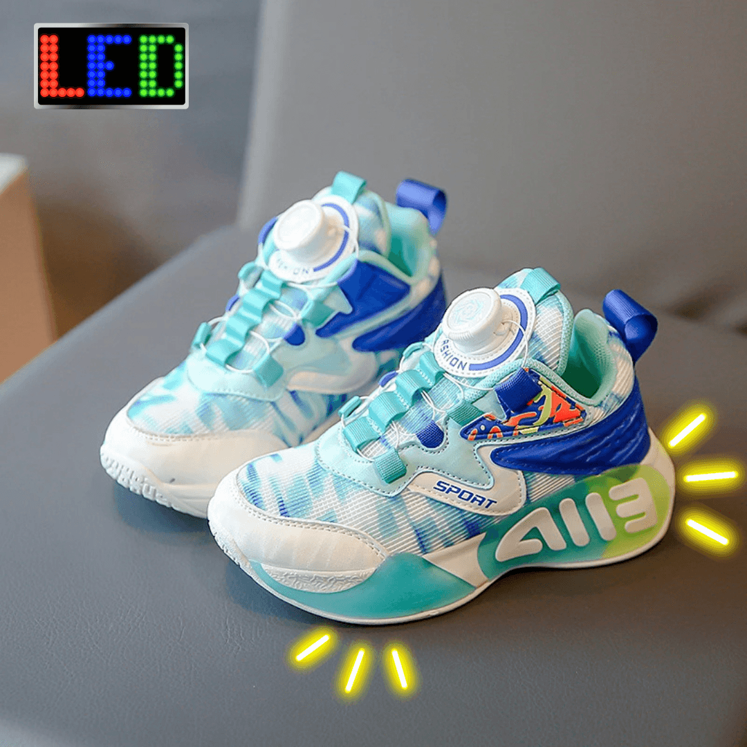 ED Light-Up Kids Sneakers with Slip-On Rotary Buckle – Comfortable, Durable, Non-Slip All-Season Shoes for Boys & Girls - IRRAKIDS
