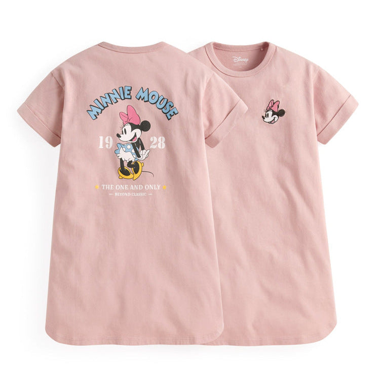 T-shirt d'été élégant à manches longues en pur coton pour fille, imprimé dessin animé avec Casquette