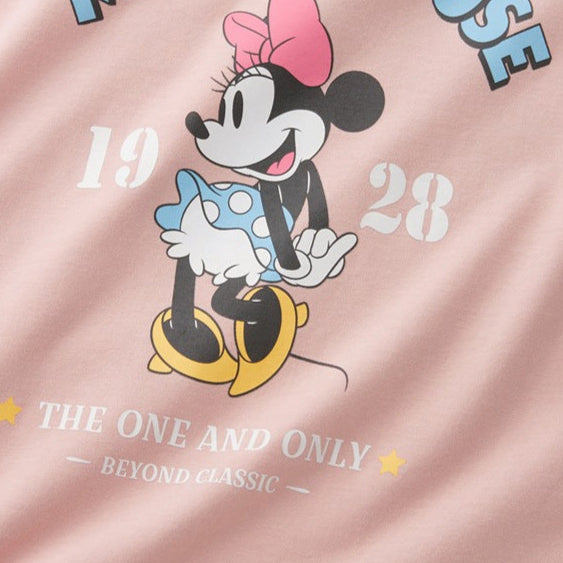 T-shirt d'été élégant à manches longues en pur coton pour fille, imprimé dessin animé avec Casquette