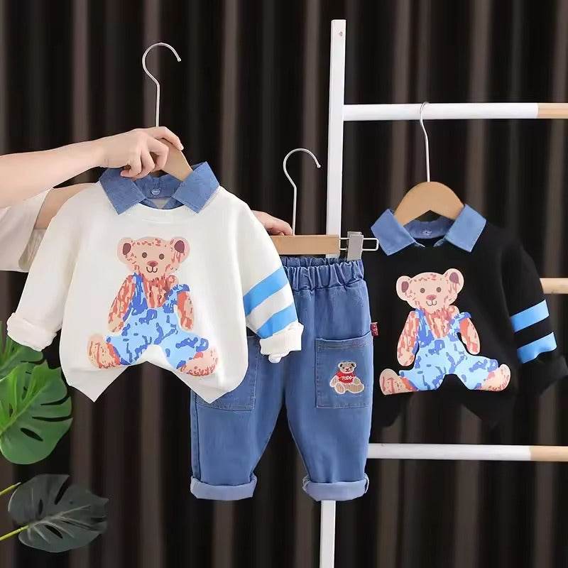Stylish Kids Set (2 Pcs) - A Combination of Comfort and Style with Cute Cartoon Graphics! - IRRAKIDS