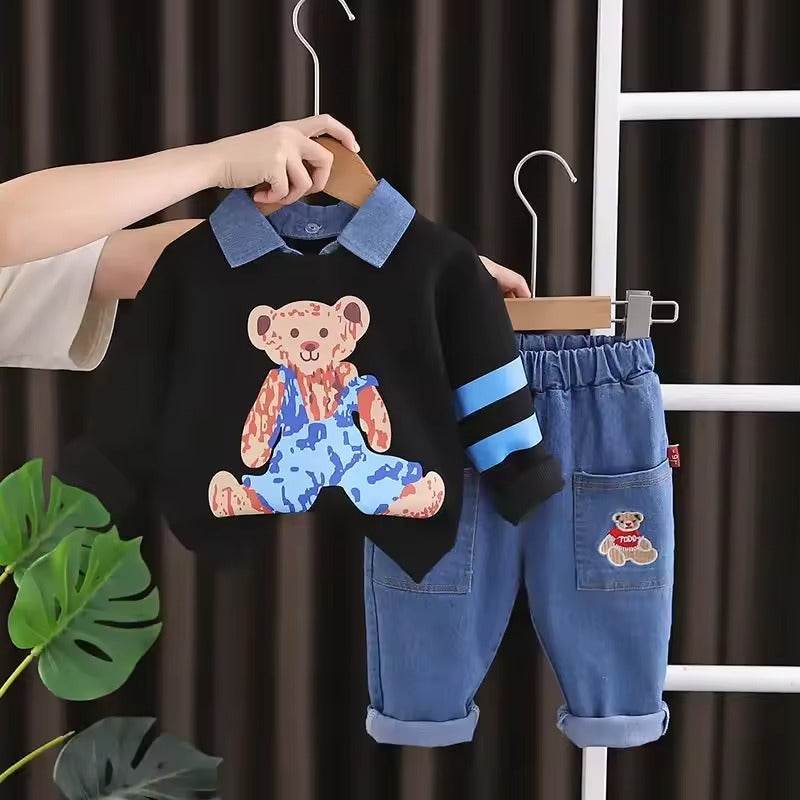Stylish Kids Set (2 Pcs) - A Combination of Comfort and Style with Cute Cartoon Graphics! - IRRAKIDS