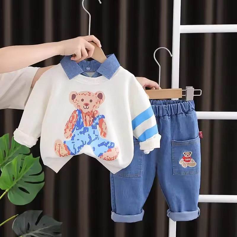 Stylish Kids Set (2 Pcs) - A Combination of Comfort and Style with Cute Cartoon Graphics! - IRRAKIDS