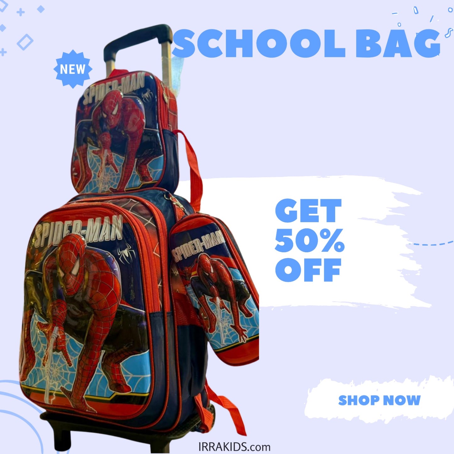 Ensemble de 3 sacs d'école pour enfants (sac à dos, sac à lunch et trousse)