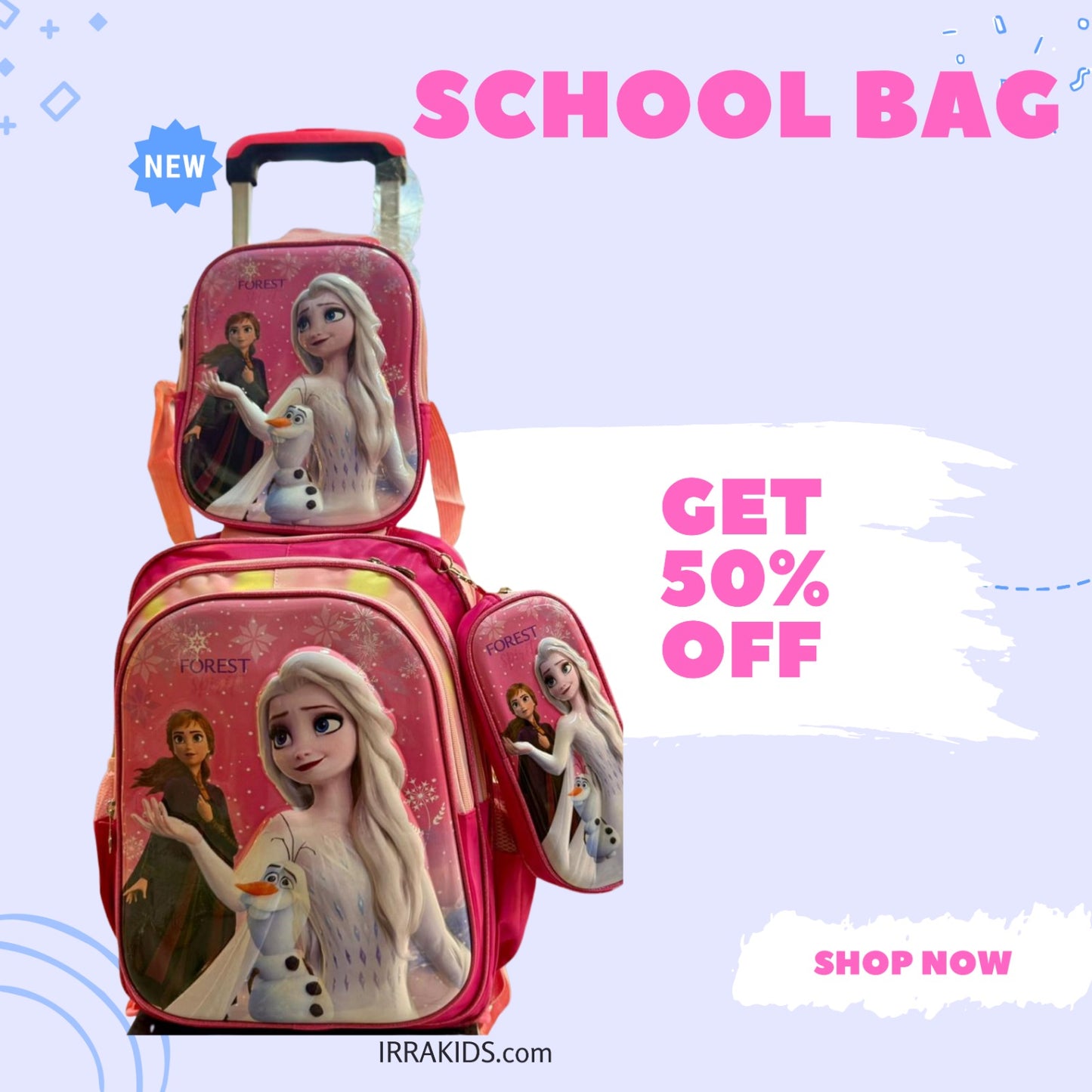 Ensemble de 3 sacs d'école pour enfants (sac à dos, sac à lunch et trousse)