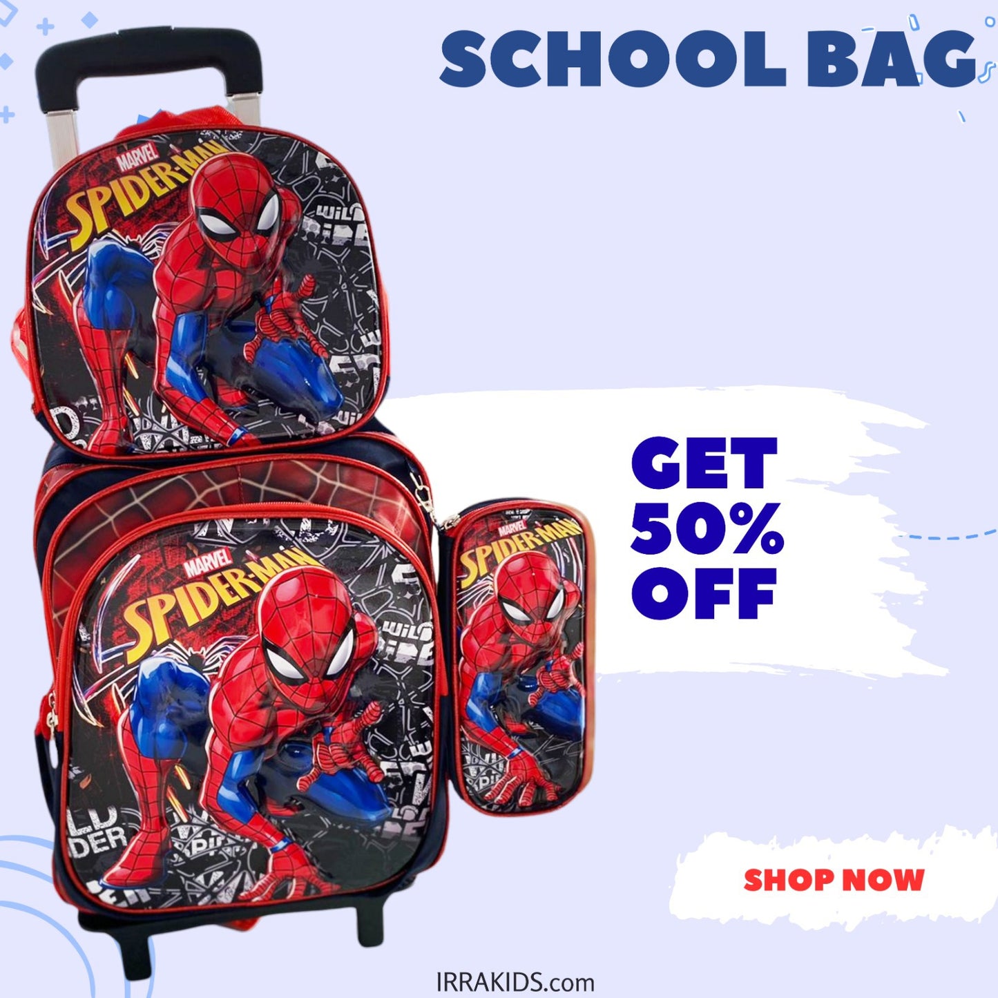 Ensemble de 3 sacs d'école pour enfants (sac à dos, sac à lunch et trousse)