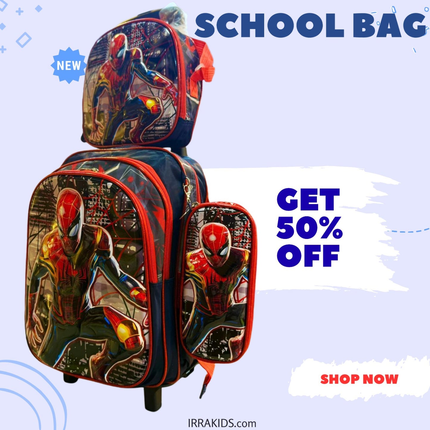 Ensemble de 3 sacs d'école pour enfants (sac à dos, sac à lunch et trousse)