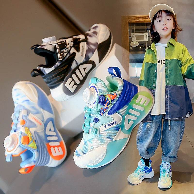 ED Light-Up Kids Sneakers with Slip-On Rotary Buckle – Comfortable, Durable, Non-Slip All-Season Shoes for Boys & Girls - IRRAKIDS