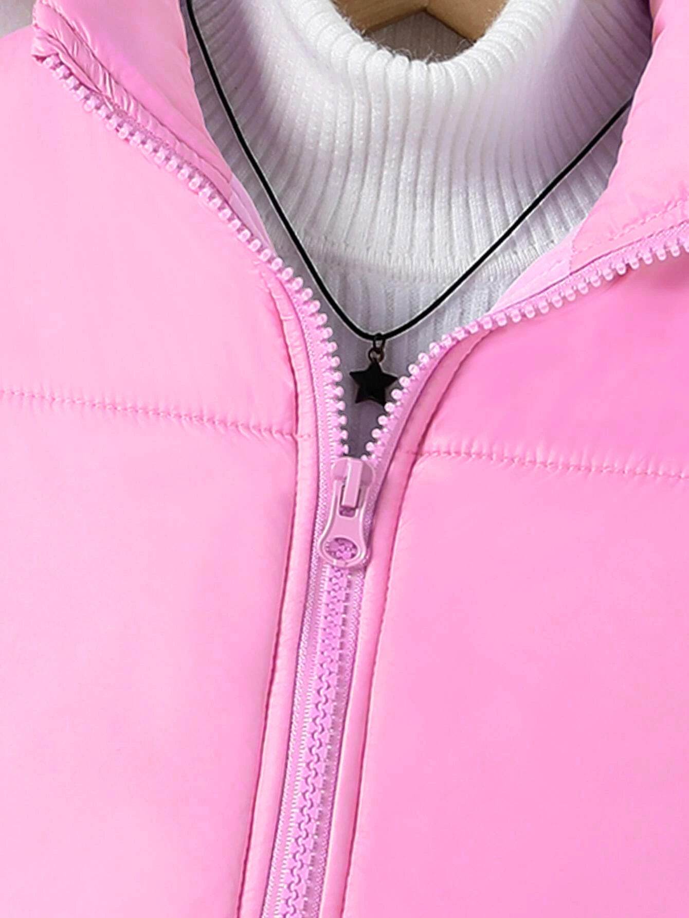 Chic Funnel Neck Zip Up Vest Puffer Coat for girls and boys- Casual Style with Sleeveless Comfort - IRRAKIDS