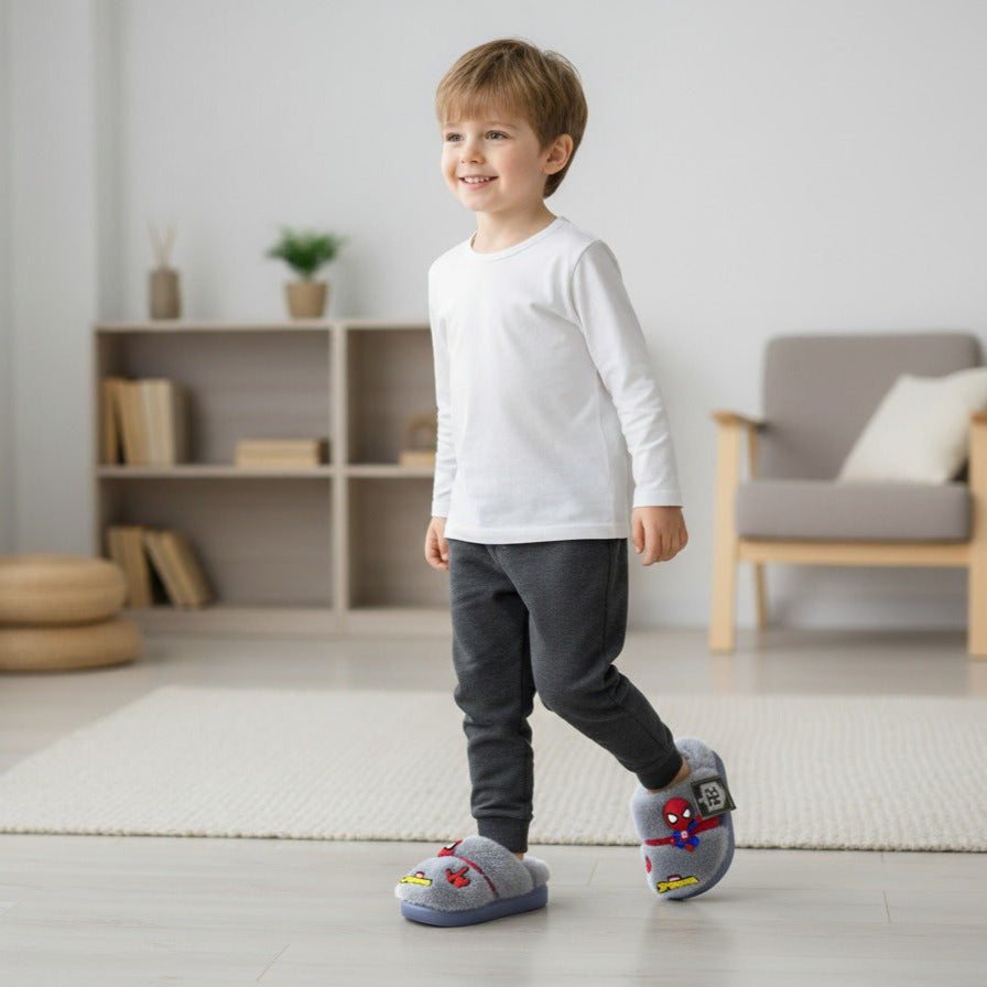 Boys' Fuzzy Spider-Man House Slippers — Product image: