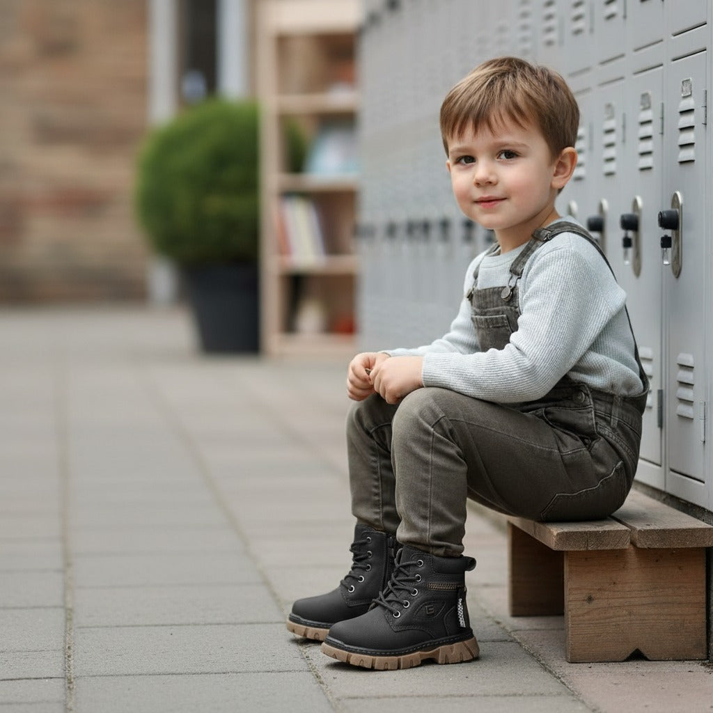 Boys' Boots: Side Zip, Lug Grip for Fewer Slips — Product image: Side zipper and heel pull let him gear up in seconds, while the deep-tread lug o