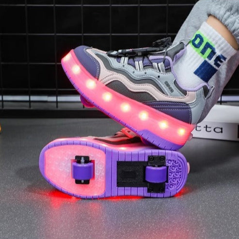 Baskets lumineuses pour enfants avec roues rétractables - Design tendance avec lumière LED