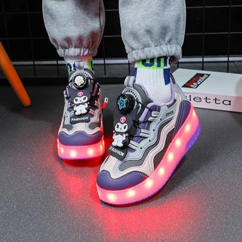 Baskets lumineuses pour enfants avec roues rétractables - Design tendance avec lumière LED