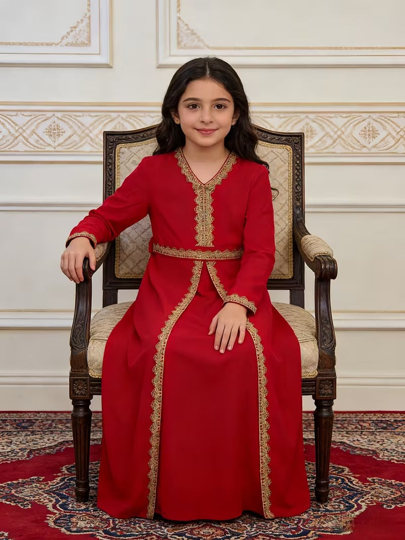 Caftan élégant pour filles – Robe traditionnelle pour l'Aïd et les occasions spéciales
