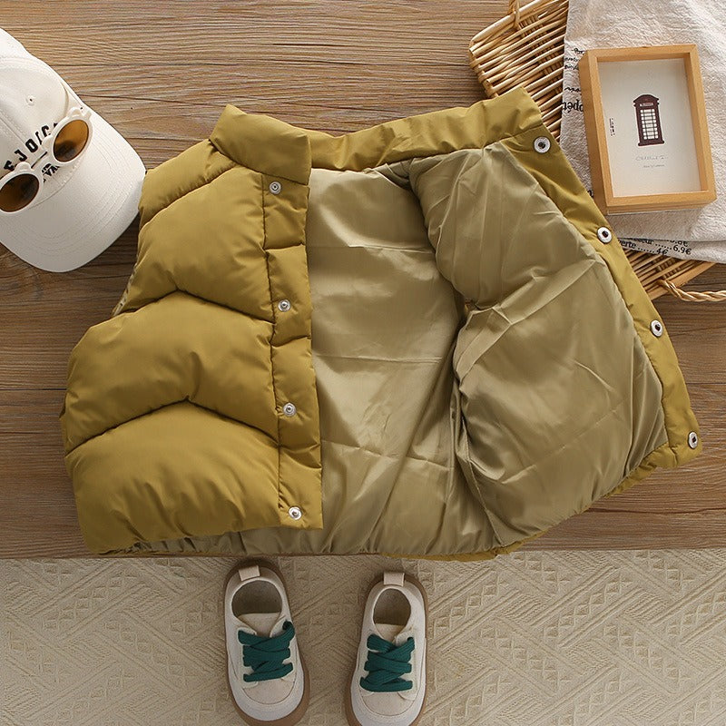 Children's winter hooded sweatshirt suit new style boy baby winter clothing plus velvet thickened vest three-piece set