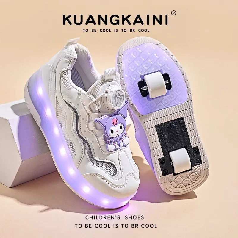 Baskets lumineuses pour enfants avec roues rétractables - Design tendance avec lumière LED