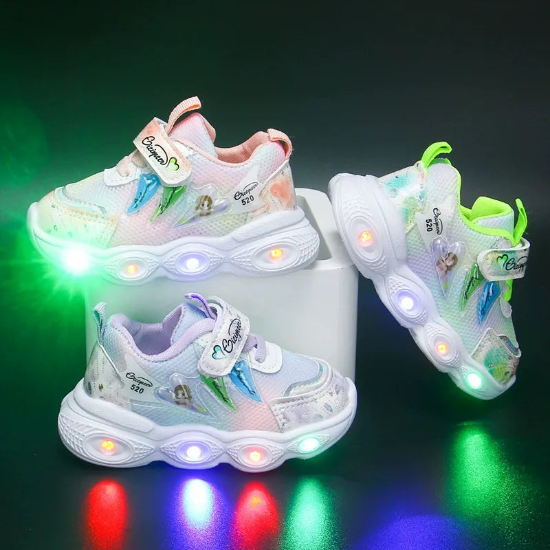 Girls' shoes with LED lights, comfortable and stylish