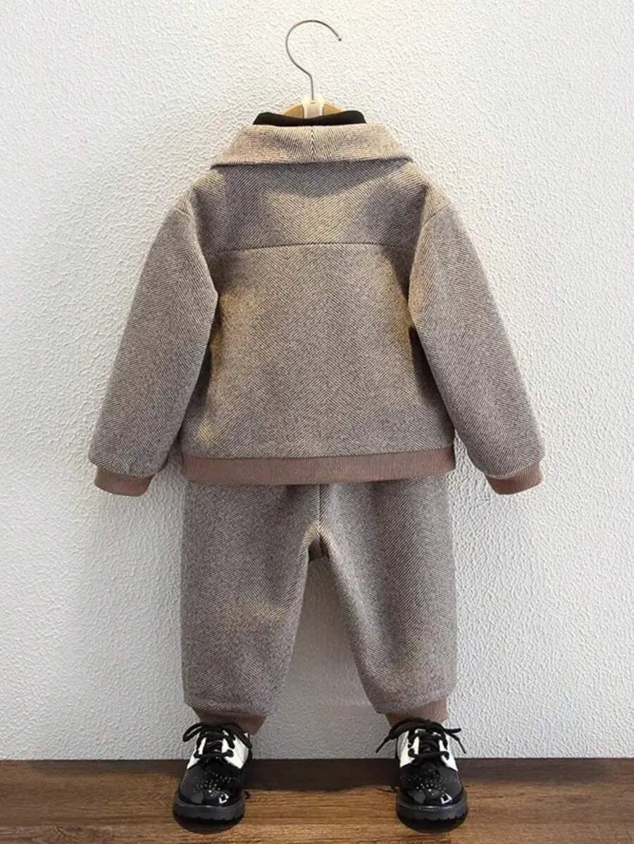 Cozy Toddler Three-Piece Wool Coat , SWEATER & Pants Set