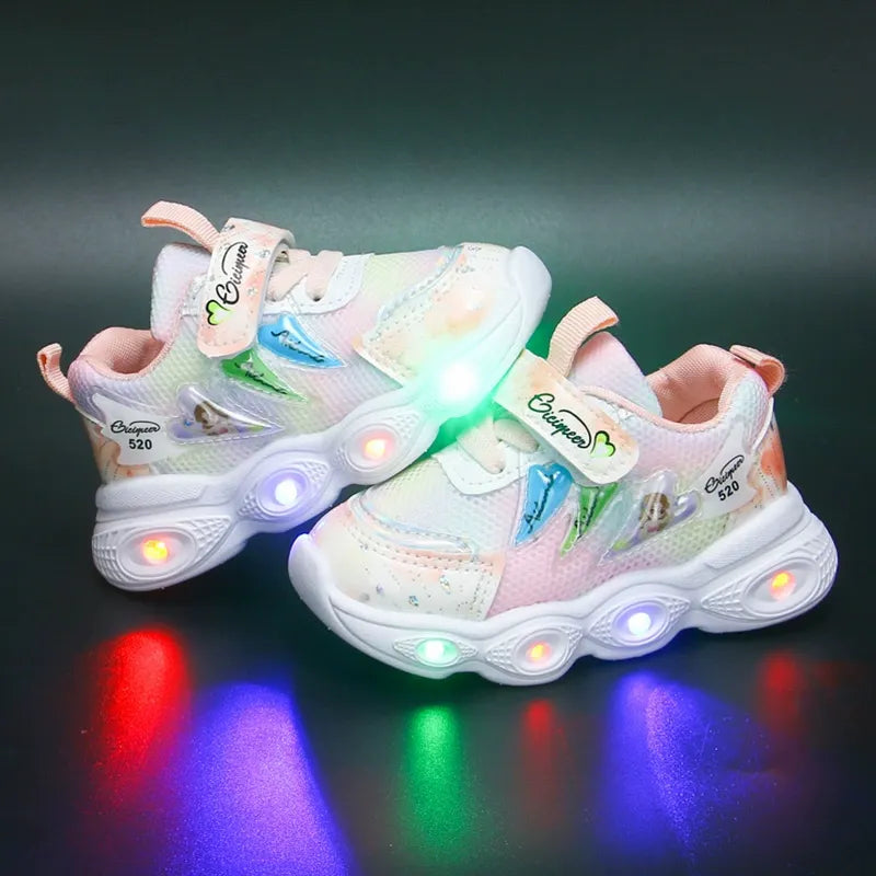 Girls' shoes with LED lights, comfortable and stylish