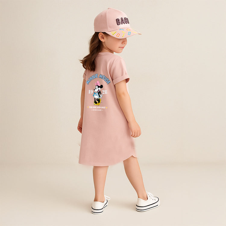 Pure Cotton Girls long shirt– Cartoon Summer home and out Dress with a matching hat