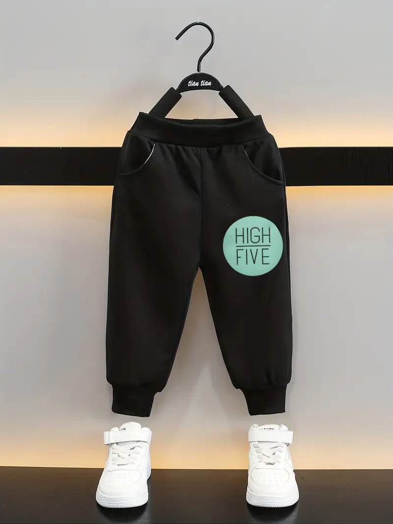 2 Pieces Adorable Toddler Letter Print Pullover & Black Pants Set for Boys and Girls - IRRAKIDS